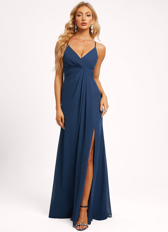 Robe Trapèze Longue Beige Élégante