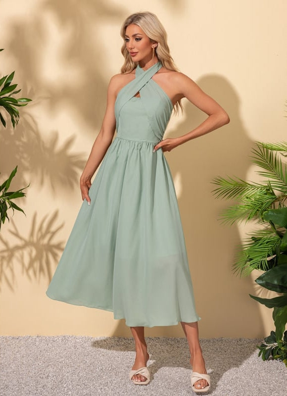Robe Trapèze Élégance Sombre Midi - gallery 1