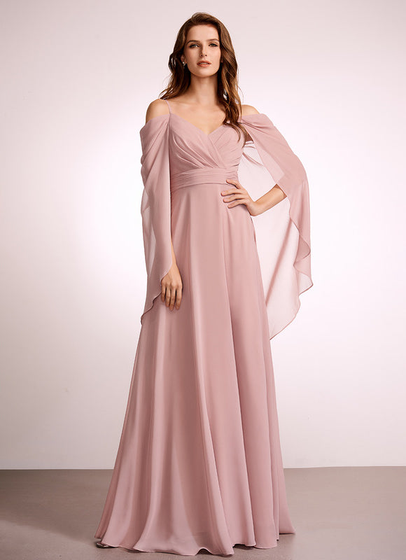 Robe Trapèze Longue Beige Élégante - gallery 1