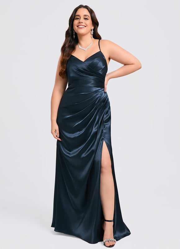 Robe Trapèze Satin Doré Élégante - gallery 6