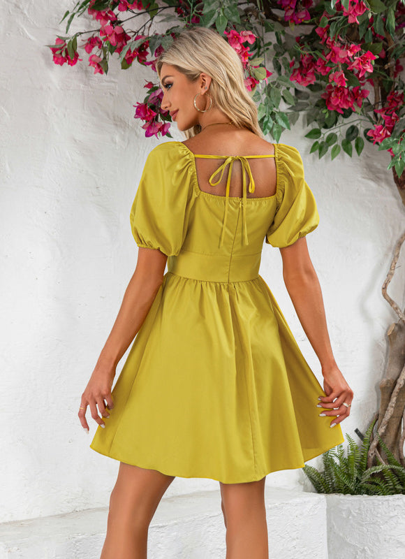 Robe Trapèze Jaune Légère - gallery 3