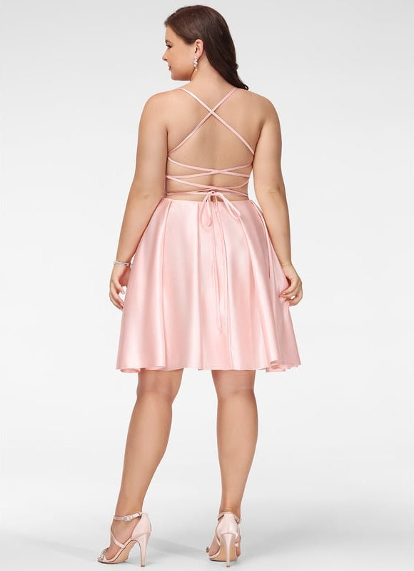 Robe Trapèze Rêve Rosé Satiné - gallery 7