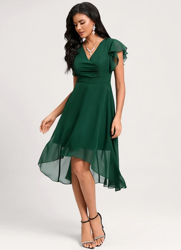 Robe Trapèze Flottante Verte - gallery 1