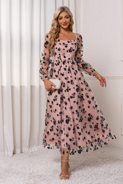 Robe Trapèze Florale Rosée - gallery 2