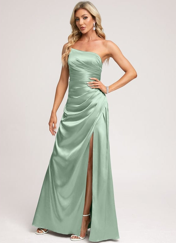 Robe Trapèze Satin Céleste - gallery 4