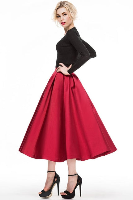 Robe Trapèze Satin Rouge - gallery 2
