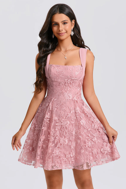 Robe Trapèze Rose Étoilée - gallery 1