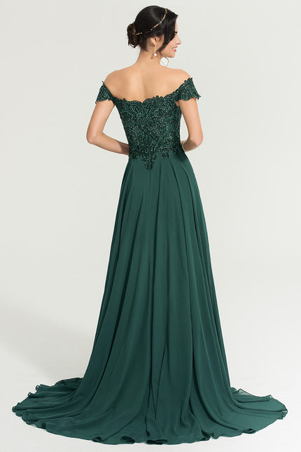 Robe Trapèze Verte Bal De Dentelle Pâles - gallery 5