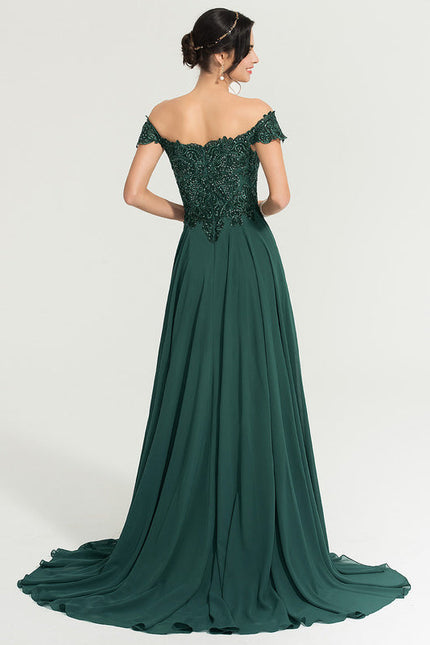 Robe Trapèze Verte Bal De Dentelle Pâles - gallery 5