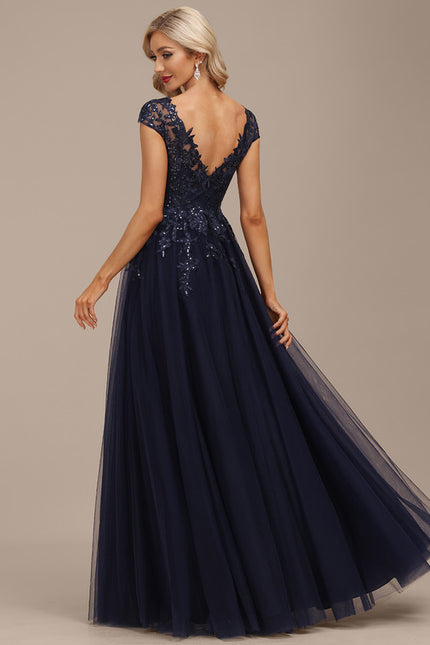 Robe Trapèze Élégance Grise Tulle - gallery 3