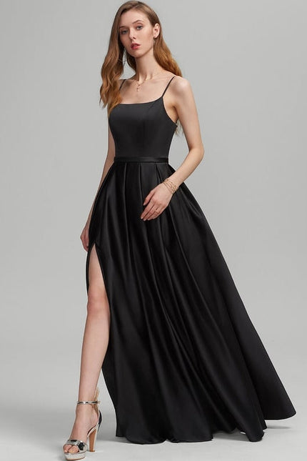 Robe Trapèze Noir Satiné Élégance - gallery 3