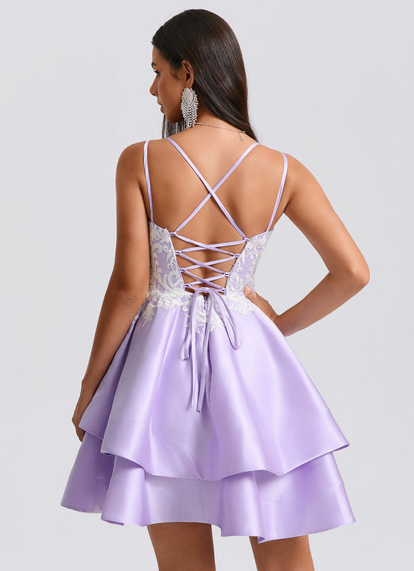 Robe Trapèze Lilas Étoilé - gallery 1