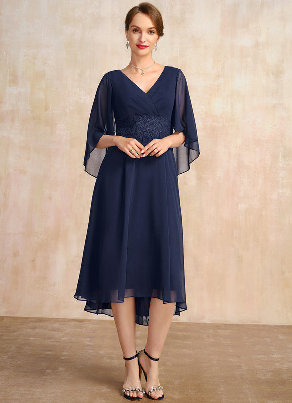 Robe Trapèze Chiffon Marine - gallery 2