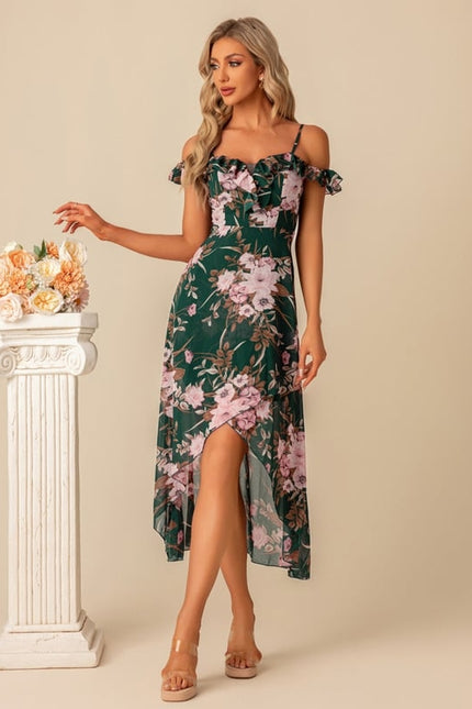 Robe Trapèze Élégance Florale Émeraude - gallery 1