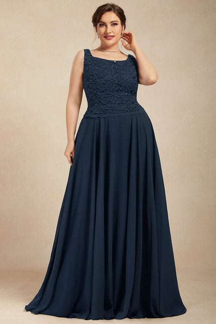 Robe Trapèze Bleu Marine Dentelle Paillettes - gallery 8