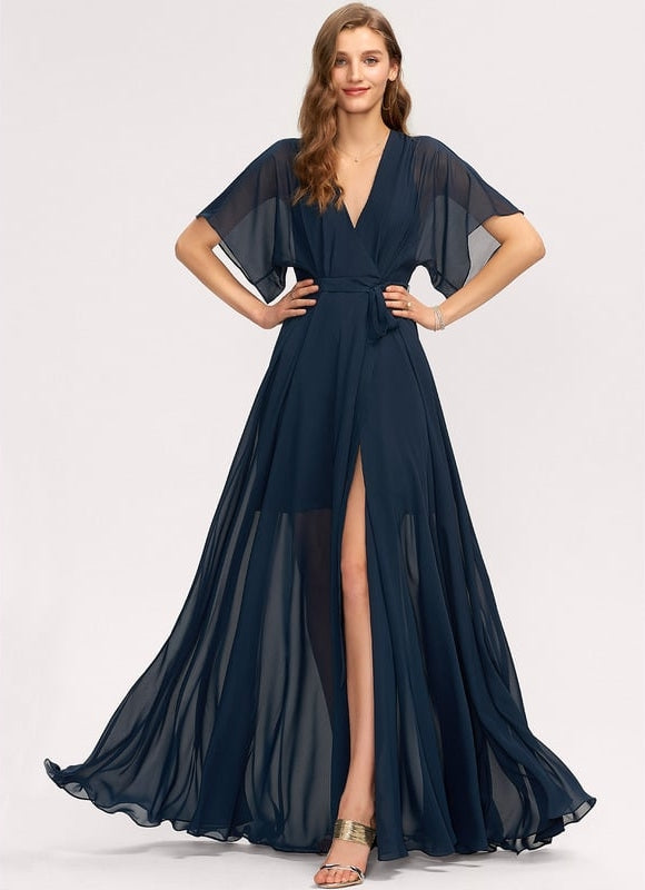 Robe Trapèze Longue Beige Élégante - gallery 2