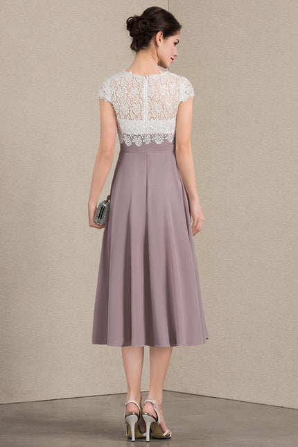 Robe Trapèze Violet Éclat Satiné - gallery 4