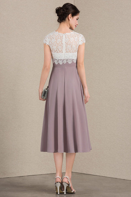 Robe Trapèze Violet Éclat Satiné - gallery 4