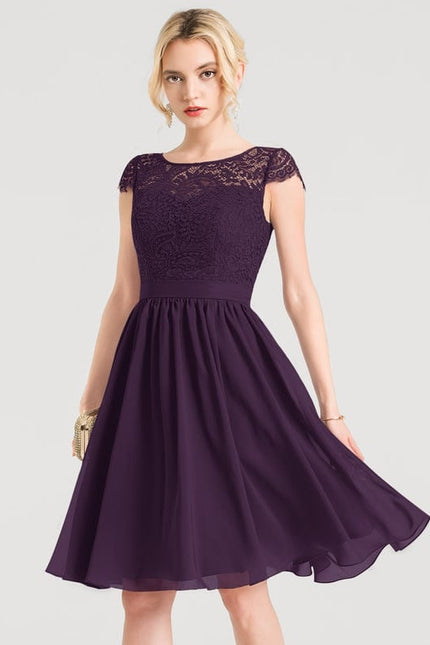 Robe Trapèze Violet Dentelle Douce - gallery 8
