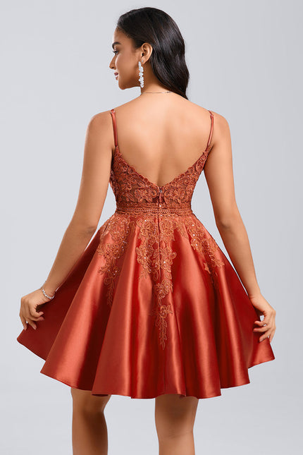 Robe Trapèze Satinée Écarlate - gallery 4