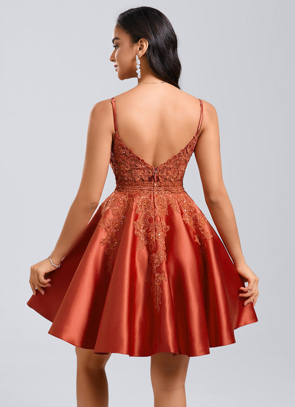 Robe Trapèze Satinée Écarlate - gallery 4