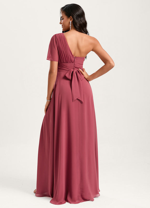 Robe Trapèze Asymétrique Beige - gallery 1