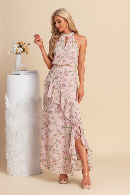 Robe Trapèze Éclat Floral Rose - gallery 4