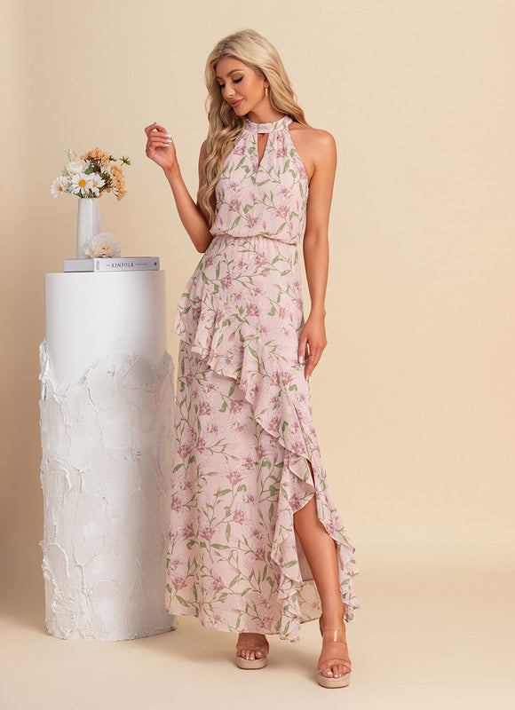 Robe Trapèze Éclat Floral Rose - gallery 4