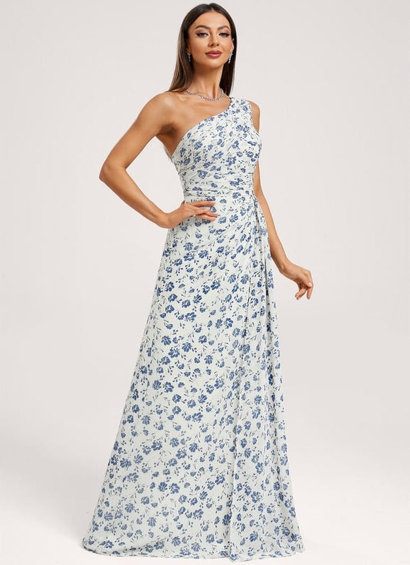 Robe Trapèze Asymétrique Beige - gallery 4