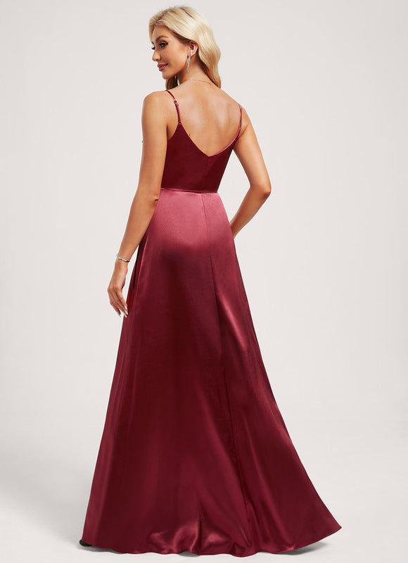 Robe Trapèze Satin Doré Élégante - gallery 4