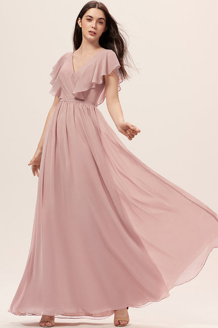 Robe Trapèze Longue Beige Élégante - gallery 3