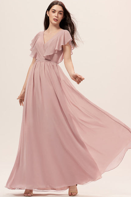 Robe Trapèze Longue Beige Élégante - gallery 3
