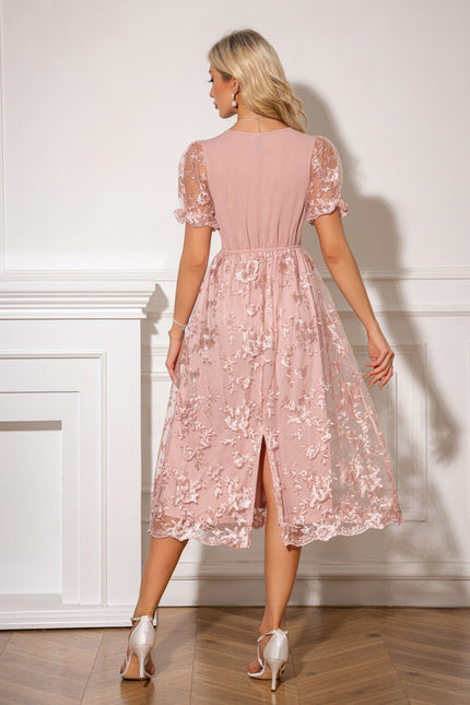 Robe Trapèze Rose Florale - gallery 2