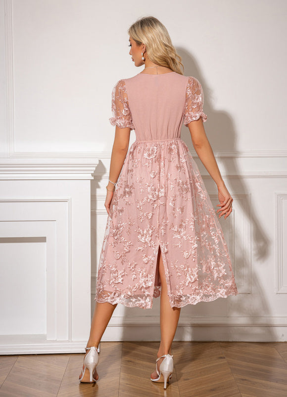 Robe Trapèze Rose Florale - gallery 2