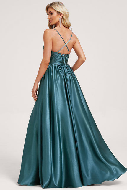 Robe Trapèze Satin Doré Élégante - gallery 5