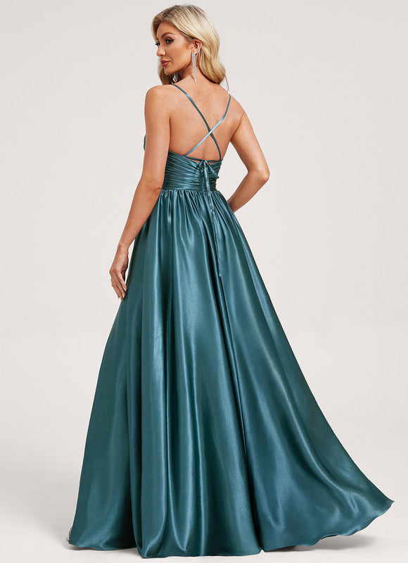 Robe Trapèze Satin Doré Élégante - gallery 5
