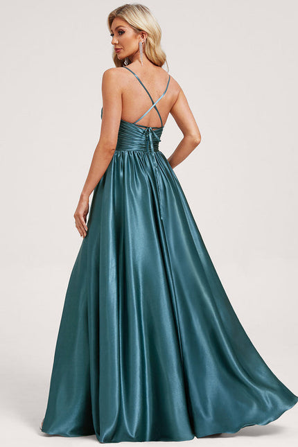 Robe Trapèze Satin Doré Élégante - gallery 5