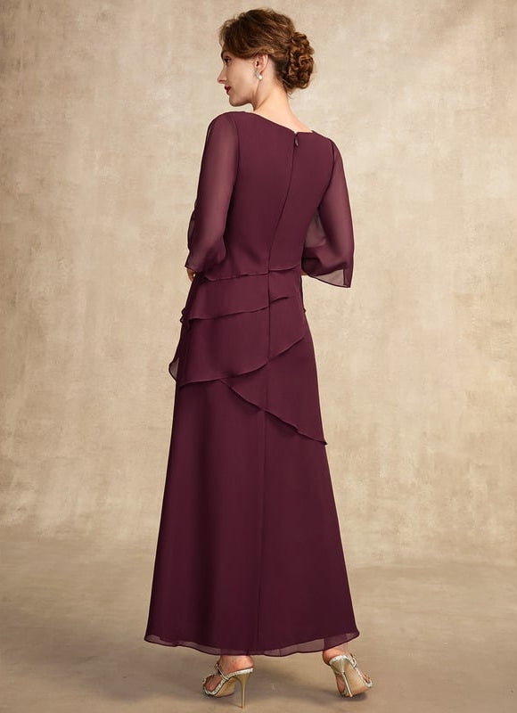 Robe Trapèze Mauve Mousseline Plissée Longue - gallery 5
