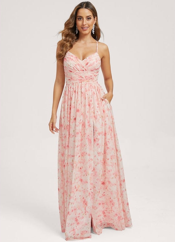 Robe Trapèze Longue Beige Élégante - gallery 1