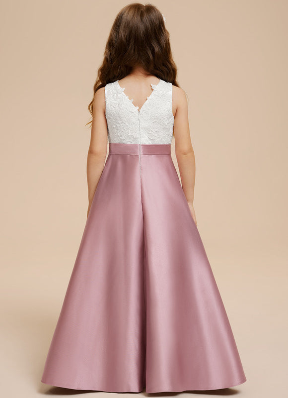 Robe Trapèze Mariage Enfant Satinée - gallery 5
