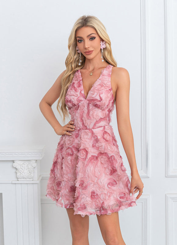 Robe Courte Asymétrique Coupe Trapèze À Volants