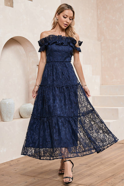 Robe Trapèze Élégance Dentelle Maxi