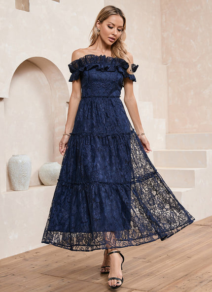 Robe Trapèze Élégance Dentelle Maxi