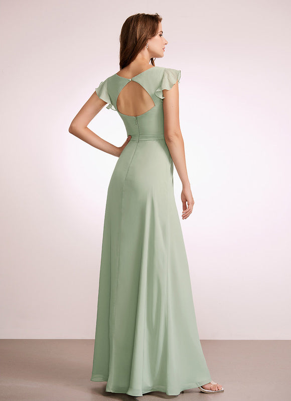 Robe Trapèze Longue Beige Élégante - gallery 4