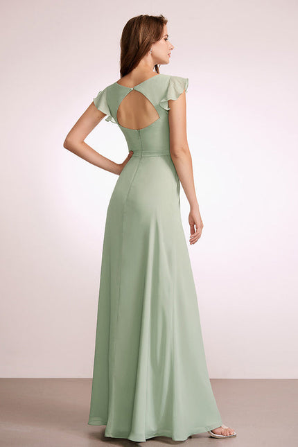 Robe Trapèze Longue Beige Élégante - gallery 4
