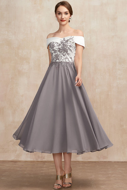 Robe Trapèze Satin Éclat Grisé