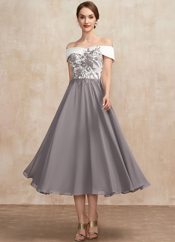 Robe Trapèze Satin Éclat Grisé