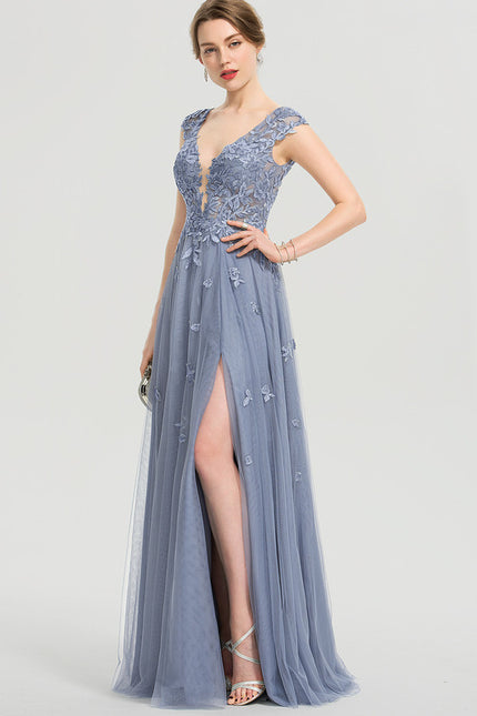 Robe Trapèze Élégance Grise Tulle - gallery 5