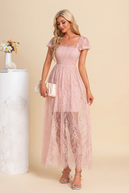 Robe Trapèze Dentelle Rosée - gallery 4