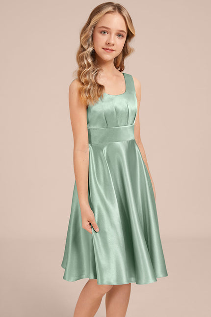 Robe Trapèze Satinée Menthe Douce - gallery 2